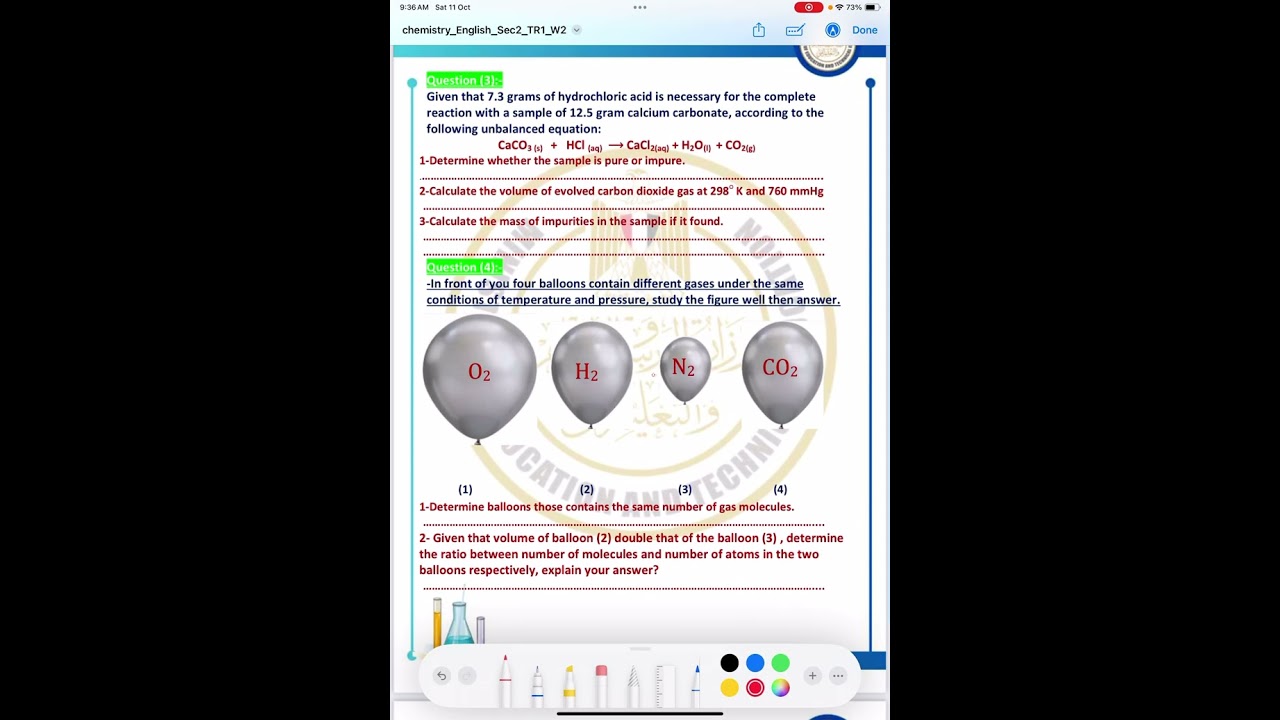 Weekly assessment week two chemistry sec2 first term 2026 by Mrs Randa Hagag 