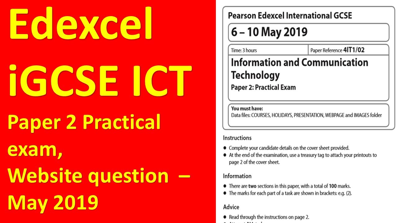 Edexcel iGCSE ICT Paper 2, Website Question - May 2019