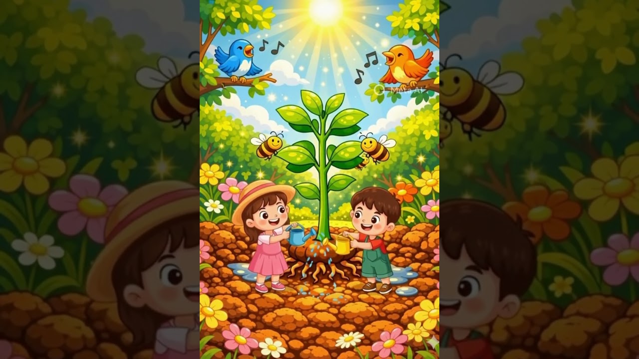 Tiny Seed Growing into Flower 🌱 Kids Nature Song | Plant Growth Animation #shorts #viral #trending