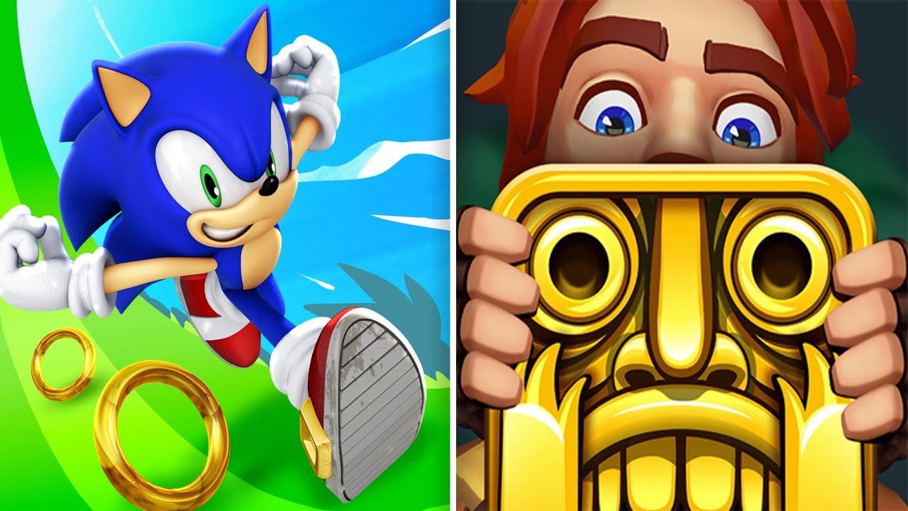 Sonic Dash Vs Temple Run 2 - Gameplay Speed Battle - Sonic Vs all Bosses Gameplay