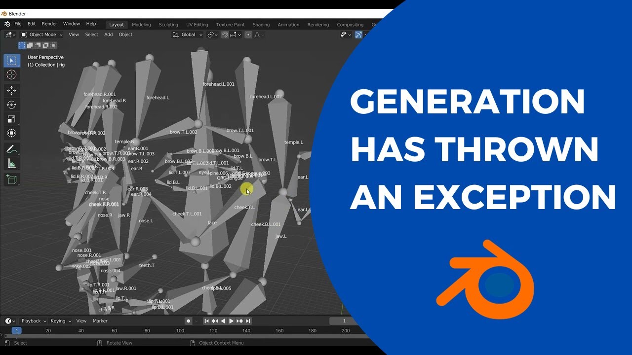 Generation Has Thrown An Exception Blender Fix Rigify Generate Rig For Tongue, and Teeth #blender