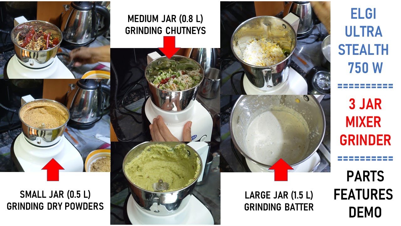 ELGI ULTRA Stealth Mixer Grinder 3 Jar 750W | Demo | Parts & Features explained