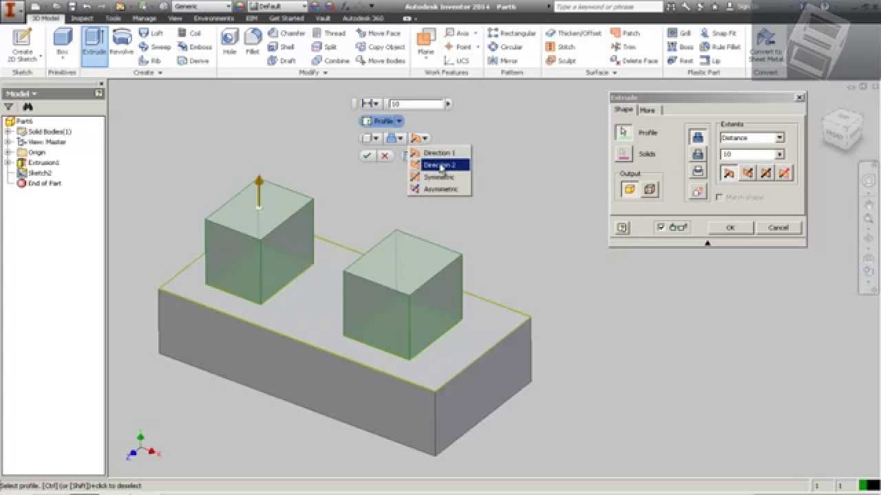 Extrude en Inventor 2014   Extrucion en Inventor 2014