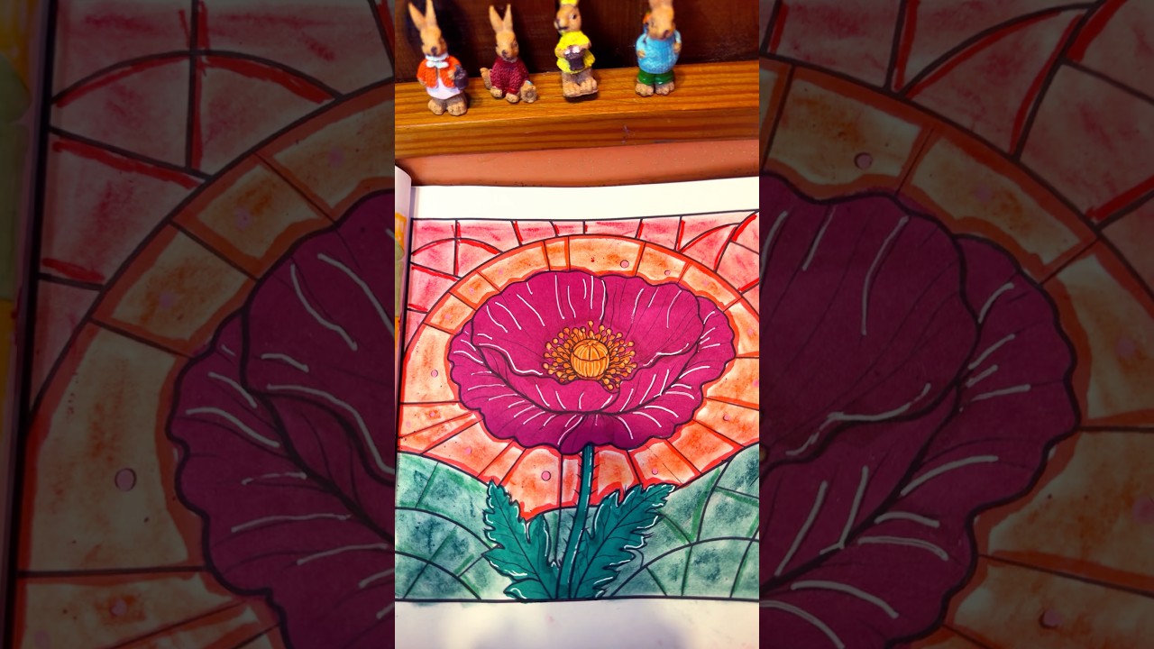 Spring Flowers Bold & easy stained glass coloring book🌷