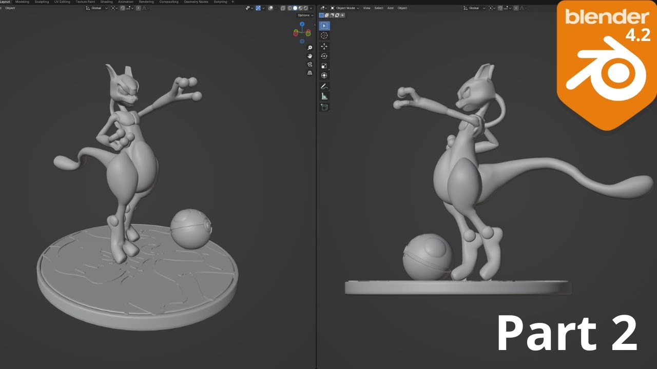 How to Model a character in Blender -  MEWTWO Part2