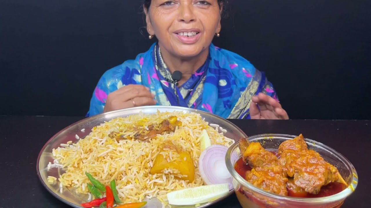 BIGBITES, EATING BIRIYANI WITH SPICY 🥵MUTTON KOSHA, HUGE RICE।।