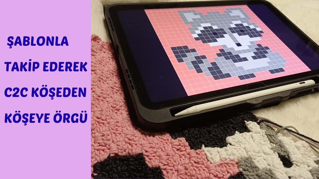 ŞABLONLA TAKİP EDEREK C2C  KÖŞEDEN KÖŞEYE ÖRGÜ #crochet #c2cknitting #bebekbattaniyesi #babyblanket