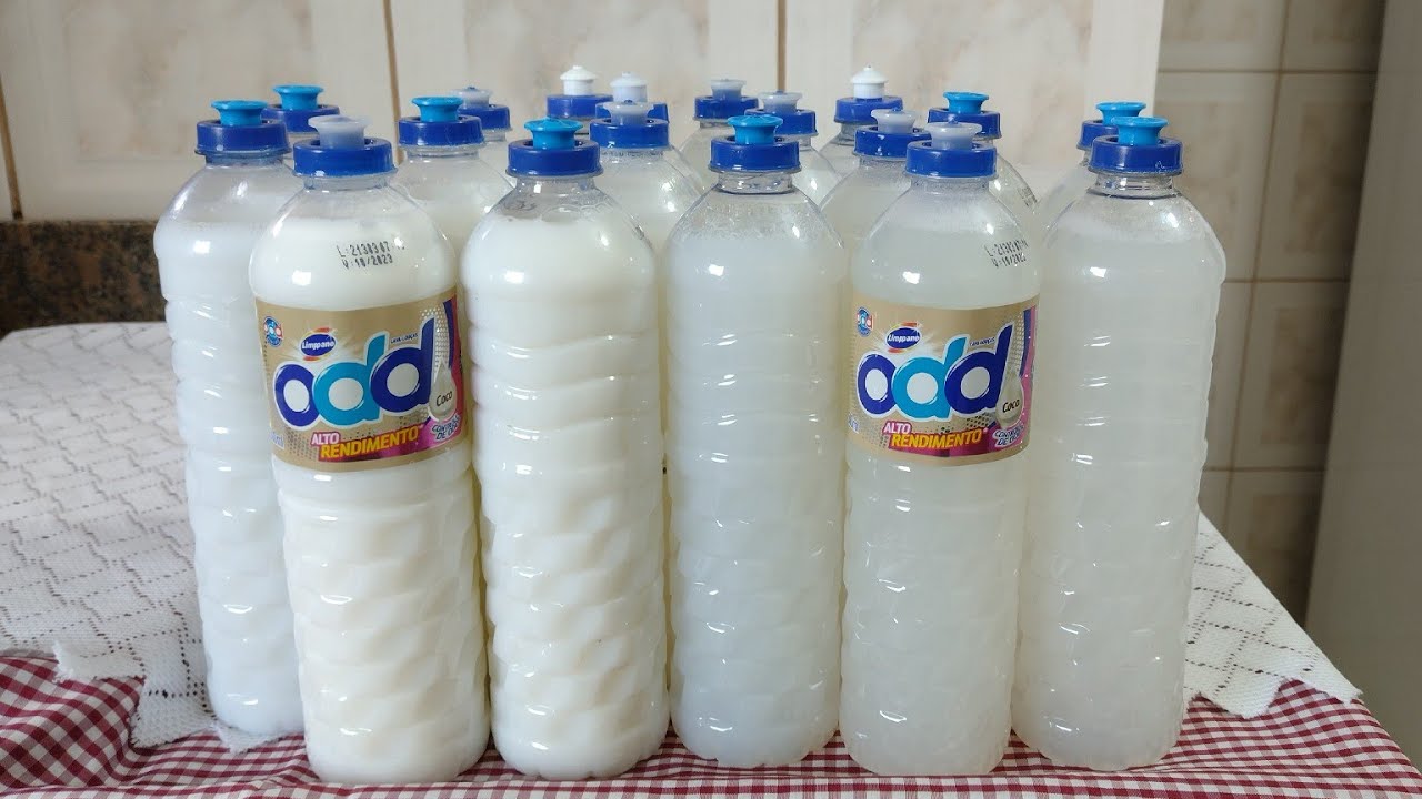 Com 1 detergente de coco da ODD você faz de 3 litros a 2 litros de detergente com 2 opções