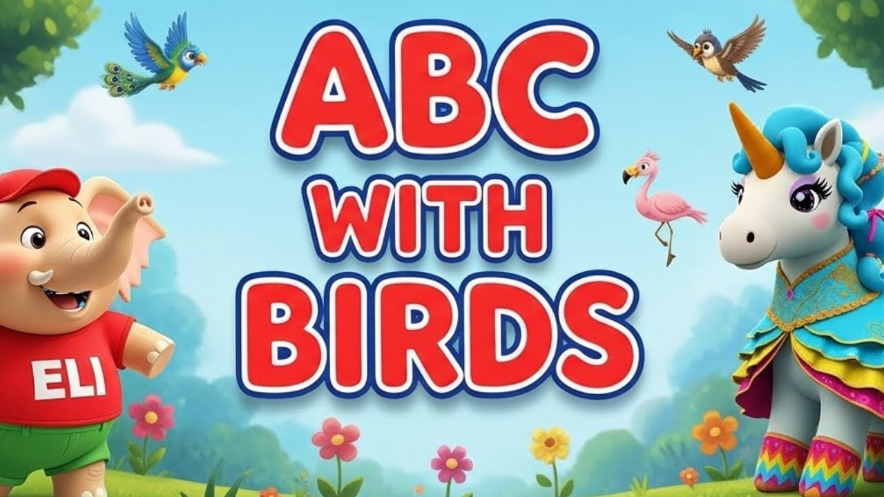 ABC with Birds | Learn A to Z Bird Names with Elephant ELI & Unicorn | ABC Spotlight | Kids Songs
