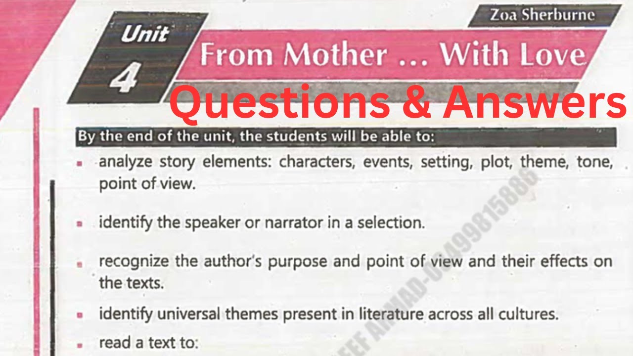From Mother... With Love | Full Comprehensive Questions & Answers | English Literature Lesson