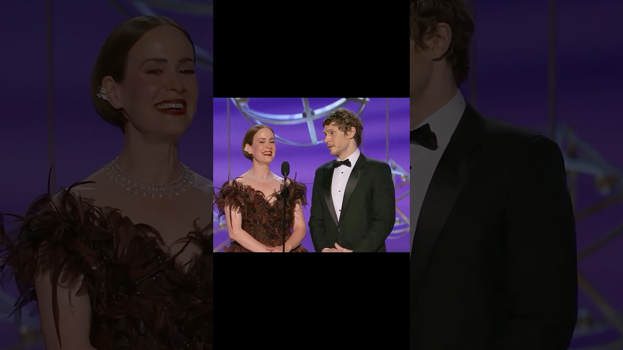 Evan Peters and Sarah Paulson present at the Emmy Awards 2025 