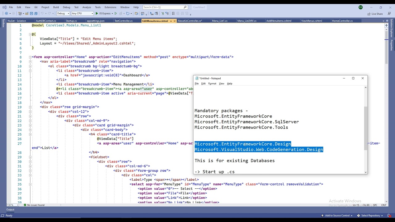 Dotnet Core setup basics