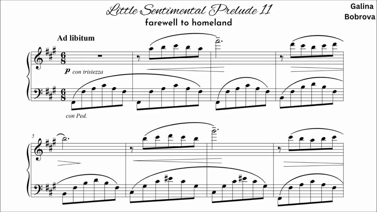 Galina Bobrova «Little Sentimental Prelude 11 'farewell to homeland'» for piano