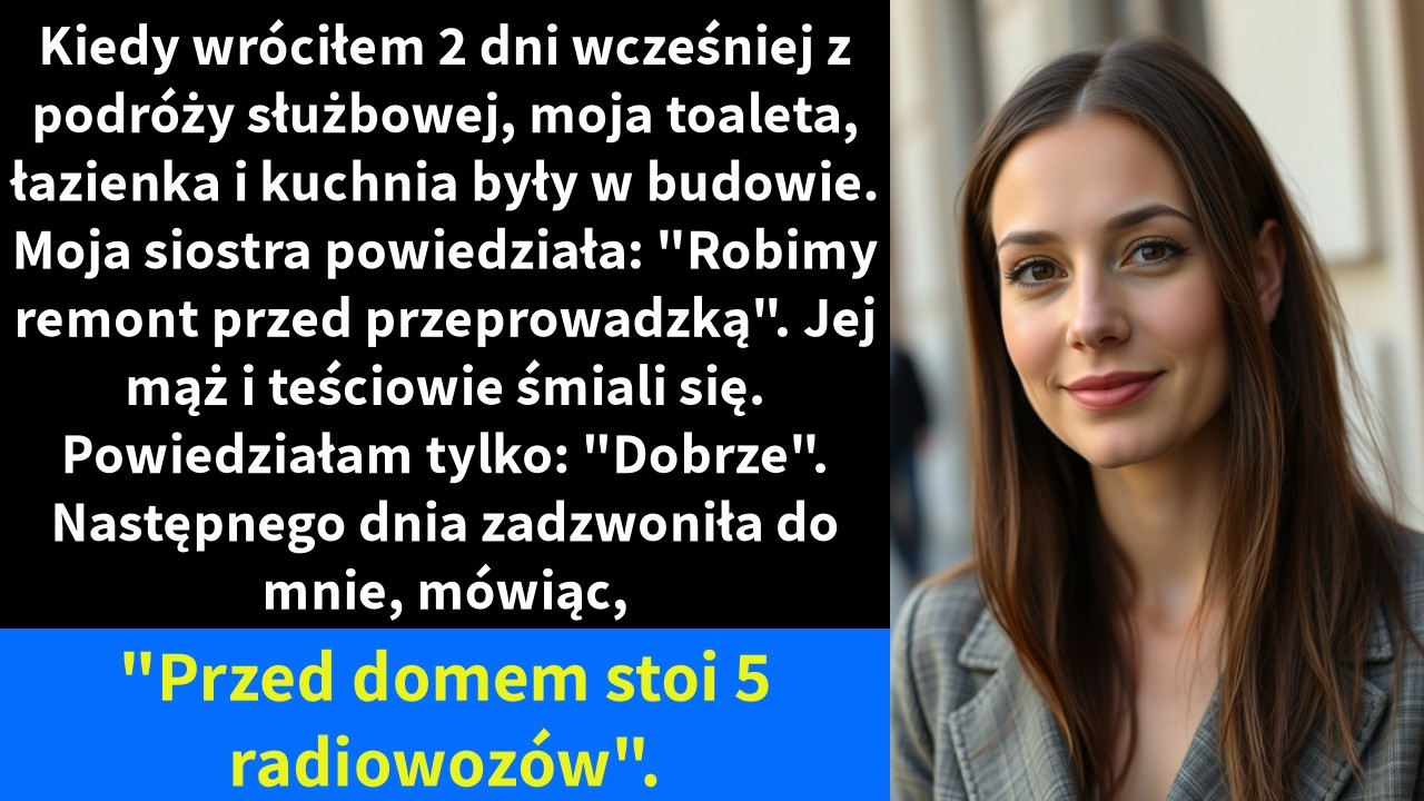 Kiedy wróciłem 2 dni wcześniej z podróży służbowej, moja toaleta, łazienka i kuchnia były w budowie.
