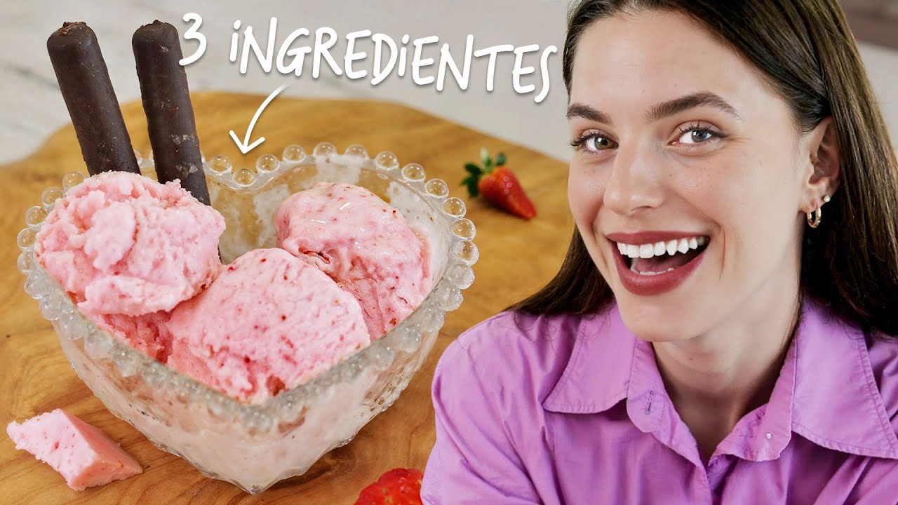 SORVETE DE MORANGO EM 5 MINUTOS SEM AÇÚCAR E PROTEICO!