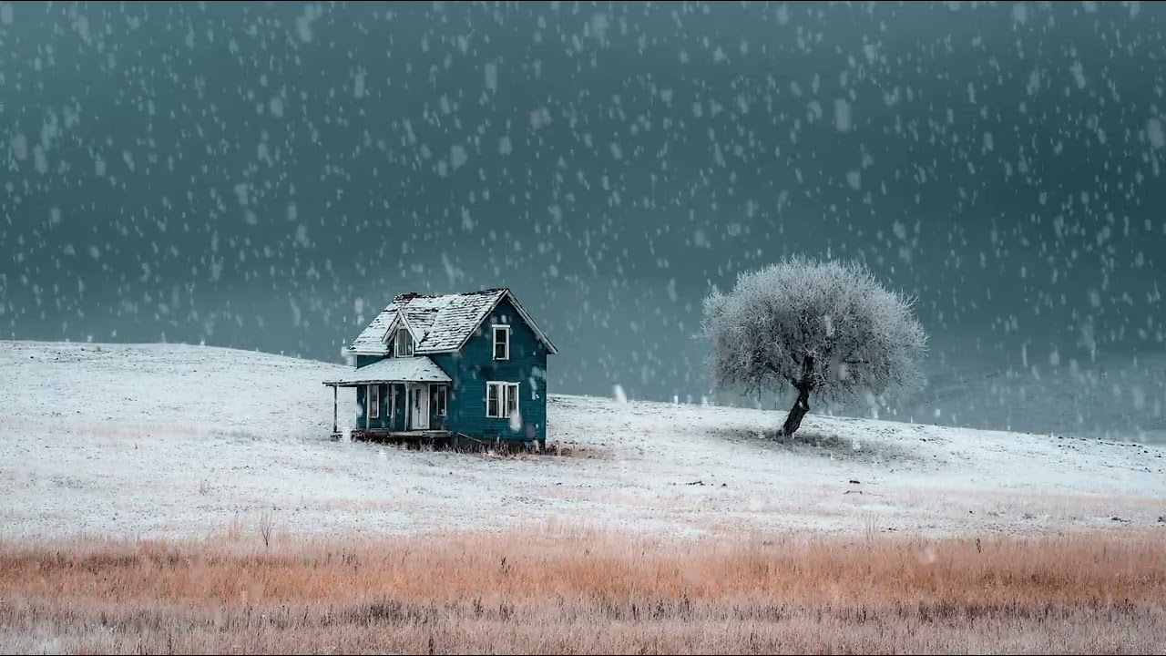 Snow falling in complete silence at night | Minimal winter ambience for deep sleep and relaxation