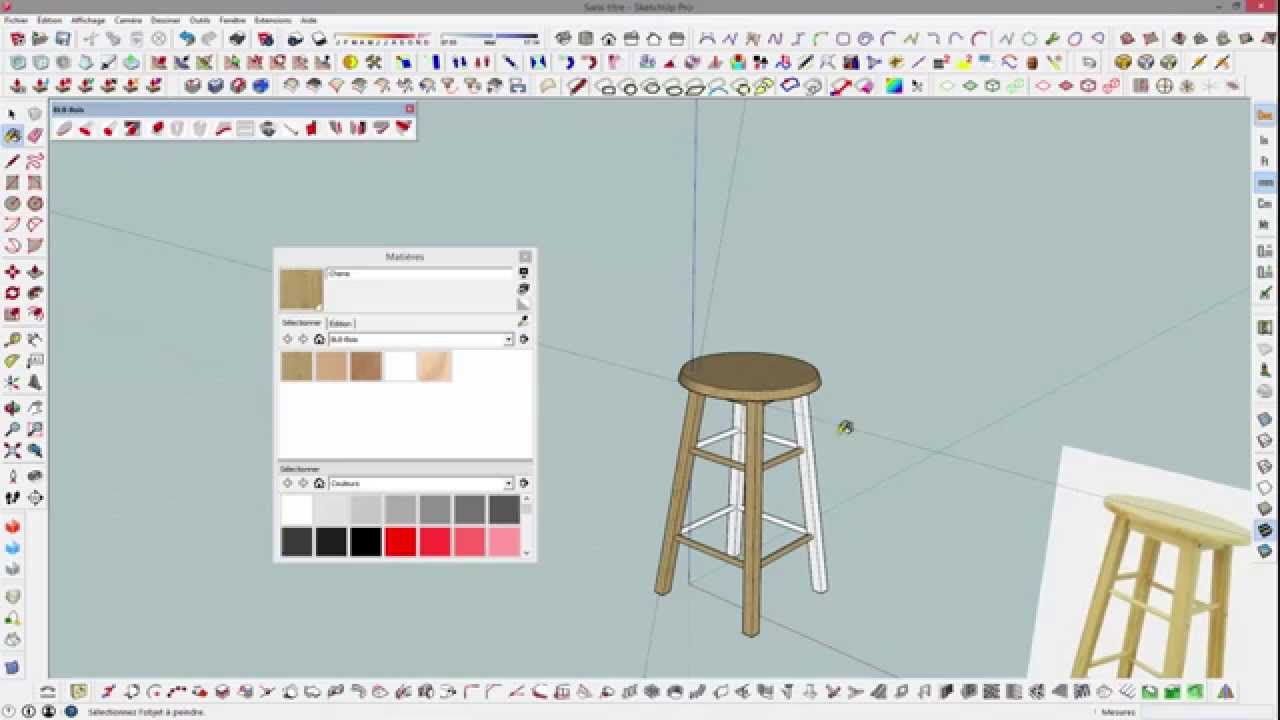 #2 - Sketchup - Modeliser en 3d - Tabouret de bar en bois