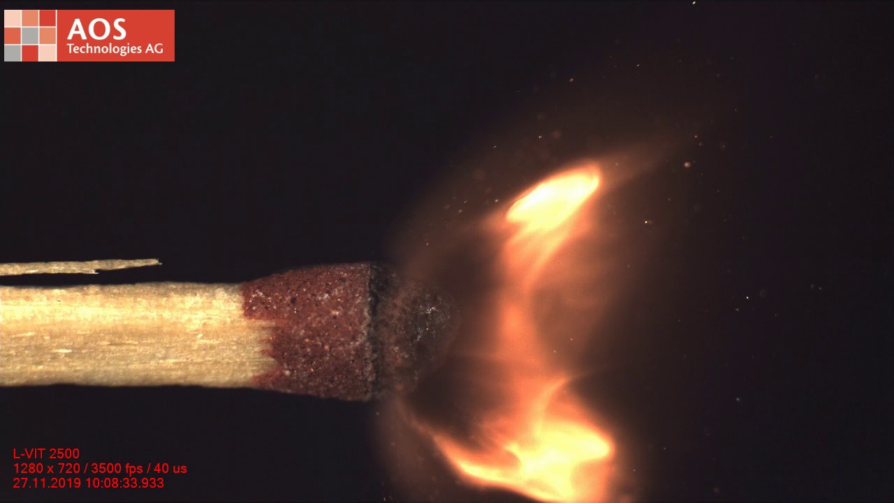 High-Speed Camera Captures a Match Strike at 3500 FPS