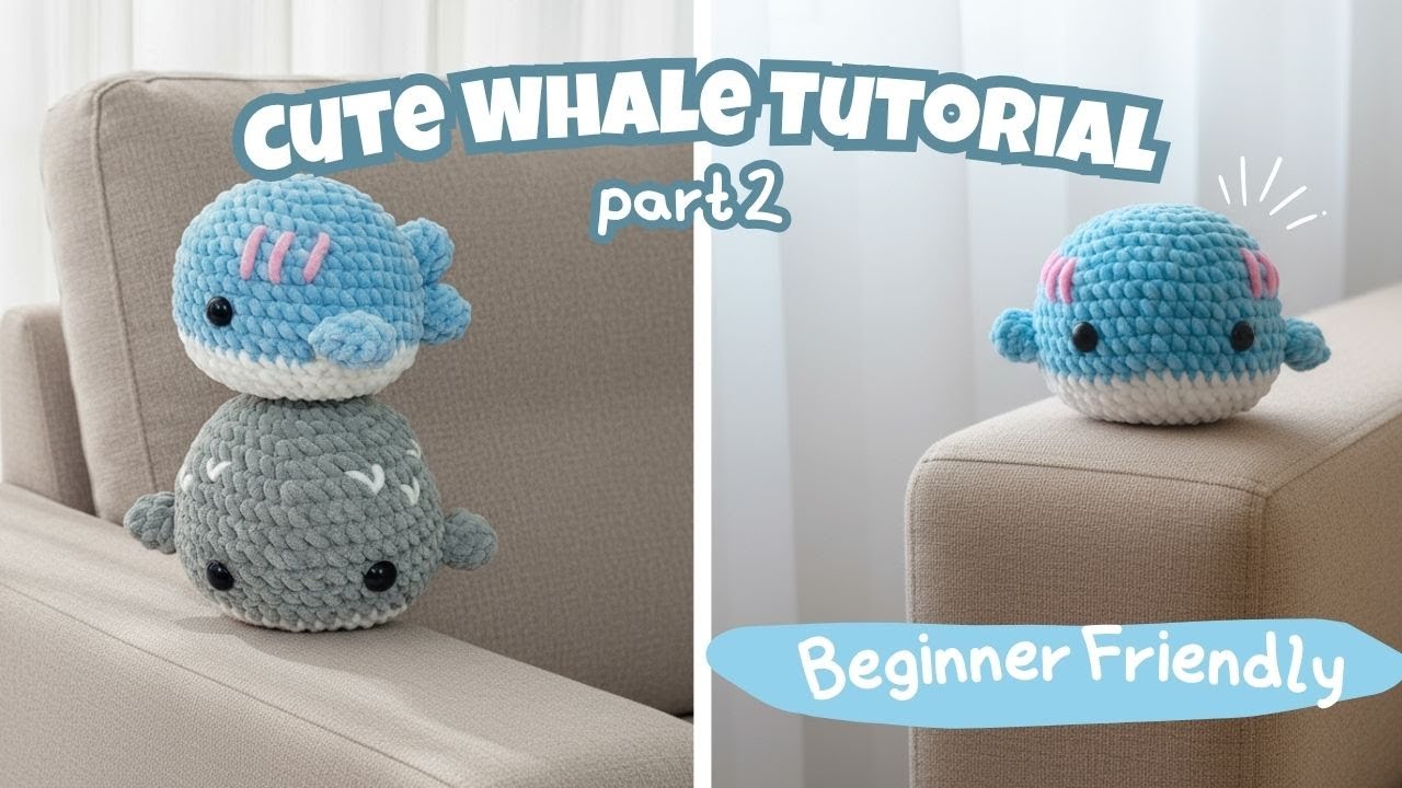 Crochet Whale Tutorial 🐋 | Part 2 – Making the Fins, Tail & Assembly | Mini’s Crochet