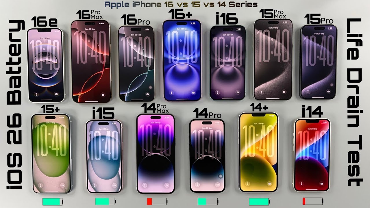 Apple iPhone 16 vs 15 vs 14 SERIES - iOS 26 ULTIMATE Battery Life DRAIN Test 🥵