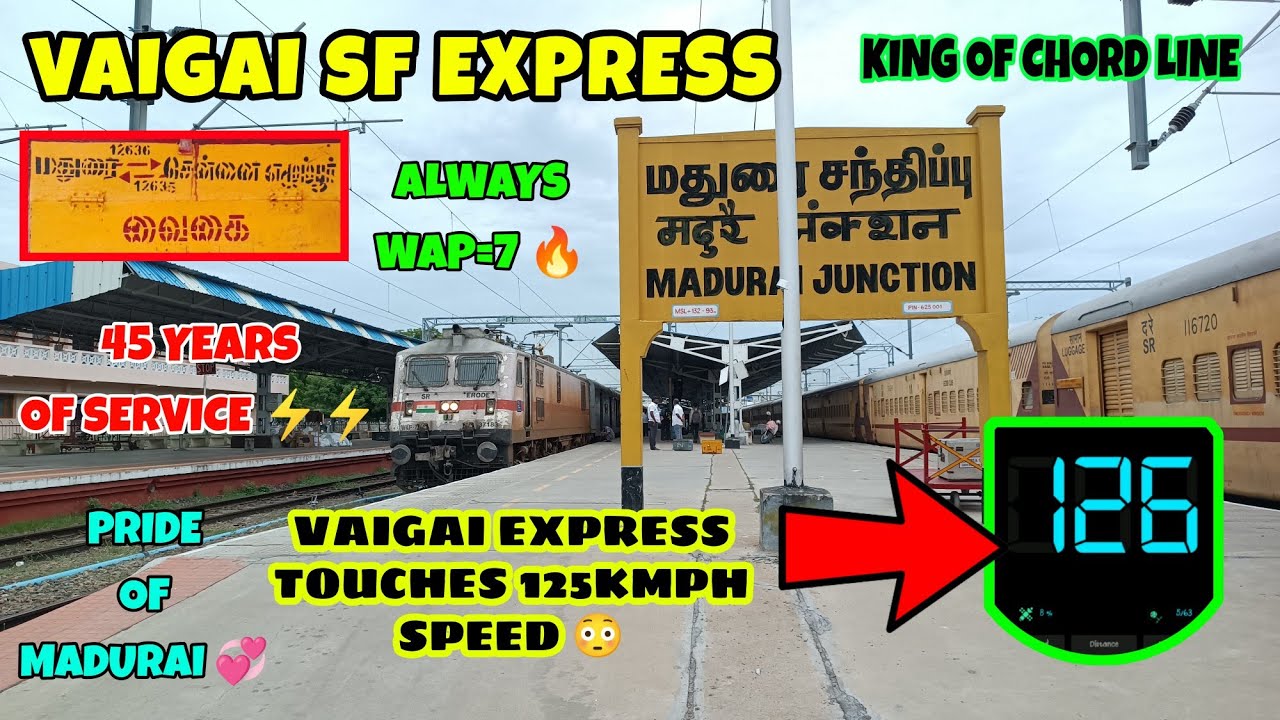 🚂 VAIGAI SF EXPRESS TRAVEL VLOG 😍 | MADURAI TO CHENNAI EGMORE | 125 KMPH SPEED 🤯 | LEGENDRY ONE 🔥💞