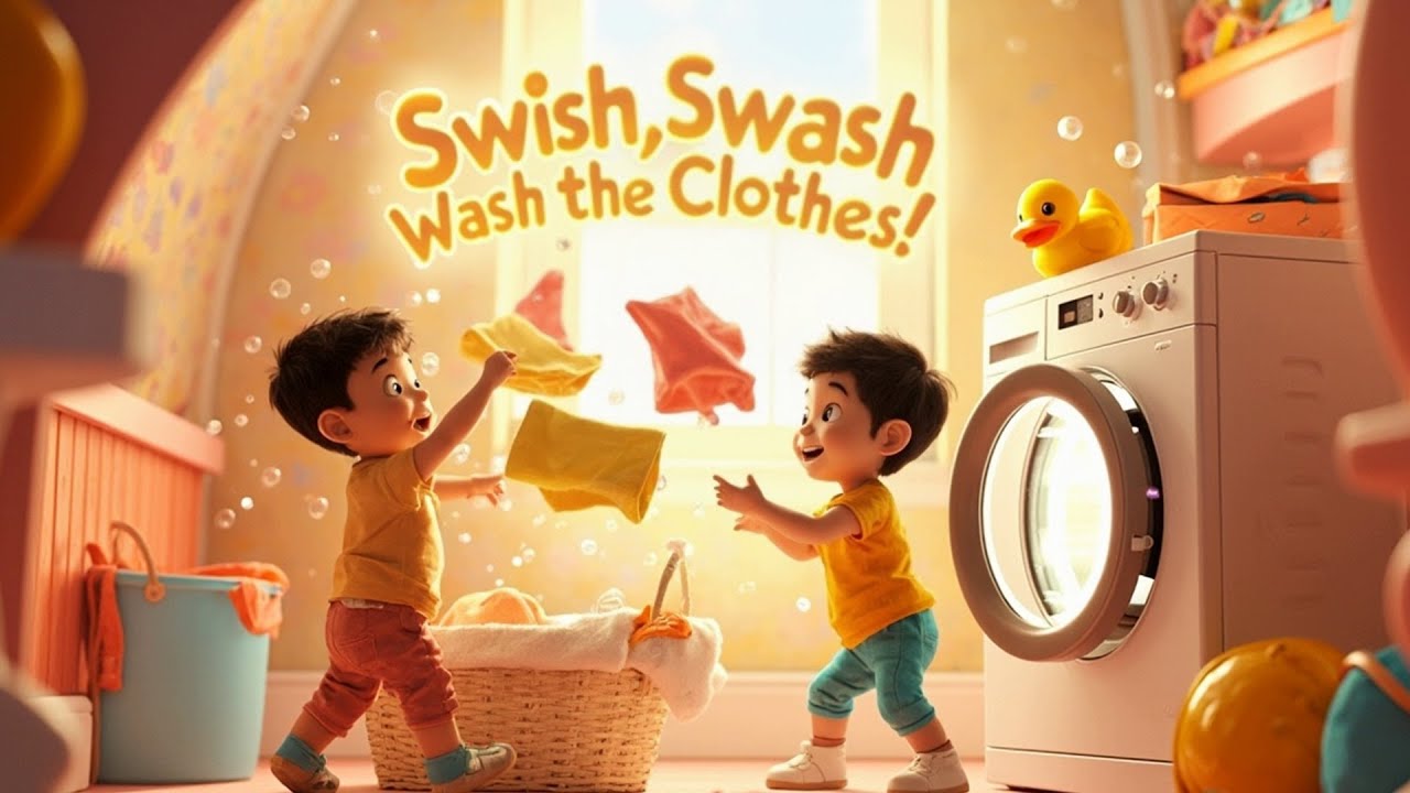🧺 Swish, Swash, Wash the Clothes! | Fun Laundry Song for Kids | Educational Cartoon for Toddlers
