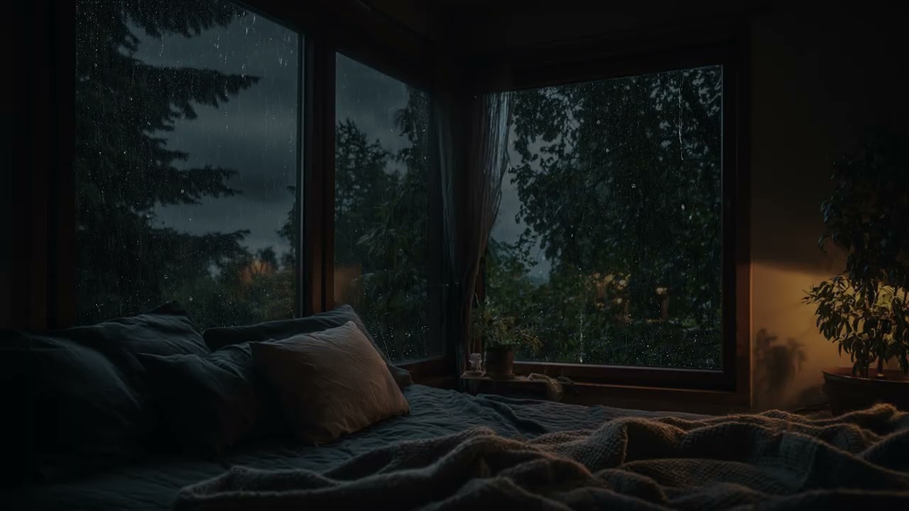 Rain washed ambience drifts indoors 🌧️ easing tension and slowing thoughts through night