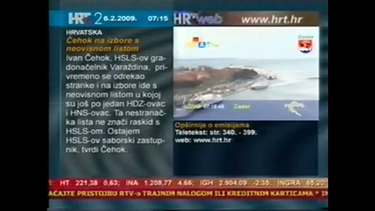 HRT videostranice, početak programa i najave (HRT 2, 06.02.2009.)