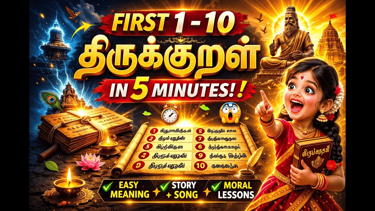 First 10 Thirukkurals Explained by catchy Songs| Easy Meaning for Kids | திருக்குறள் 1-10