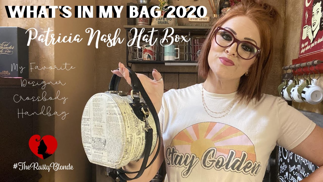 WHAT'S IN MY BAG 2020 Patricia Nash Hat Box | MY FAVORITE DESIGNER CROSSBODY HANDBAG