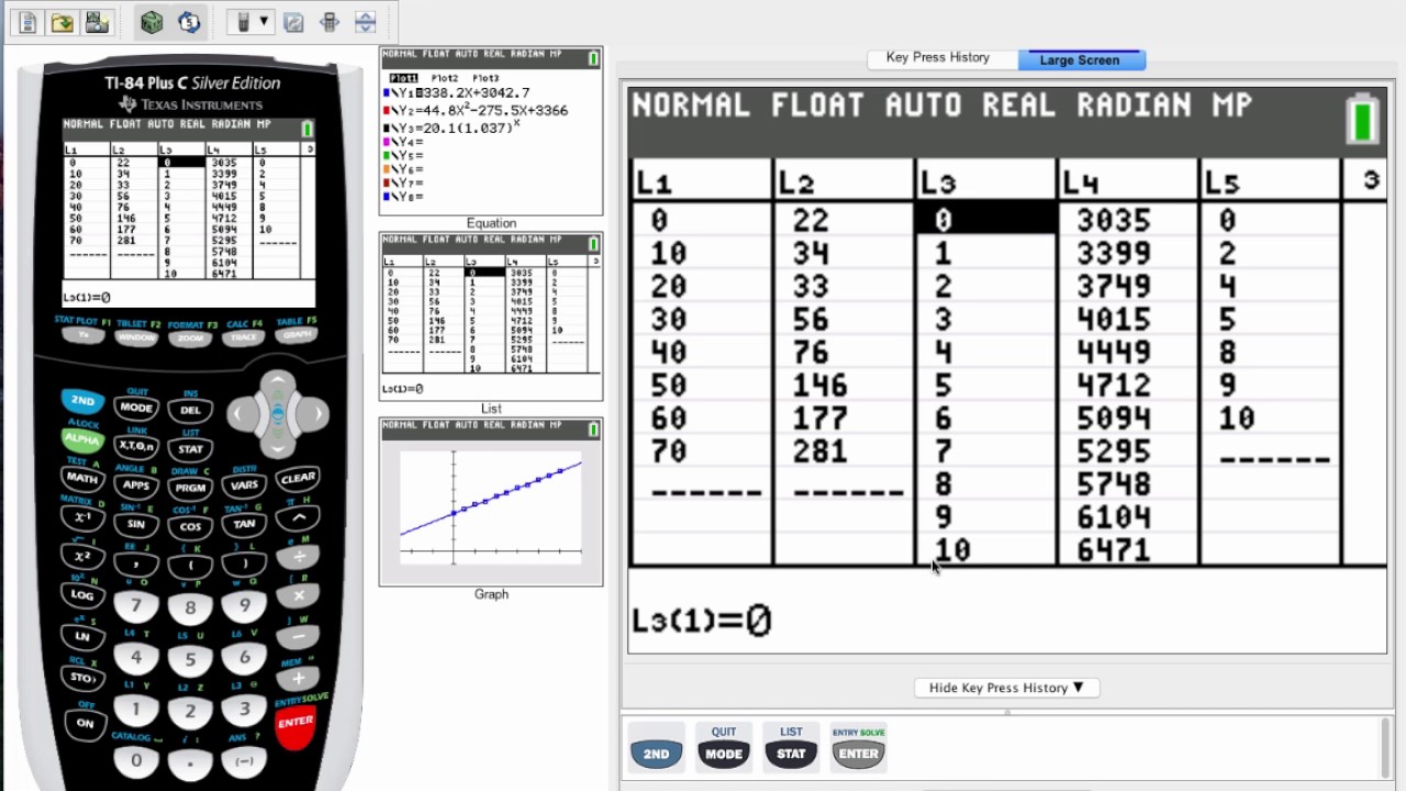 Using TI 84, linear regression