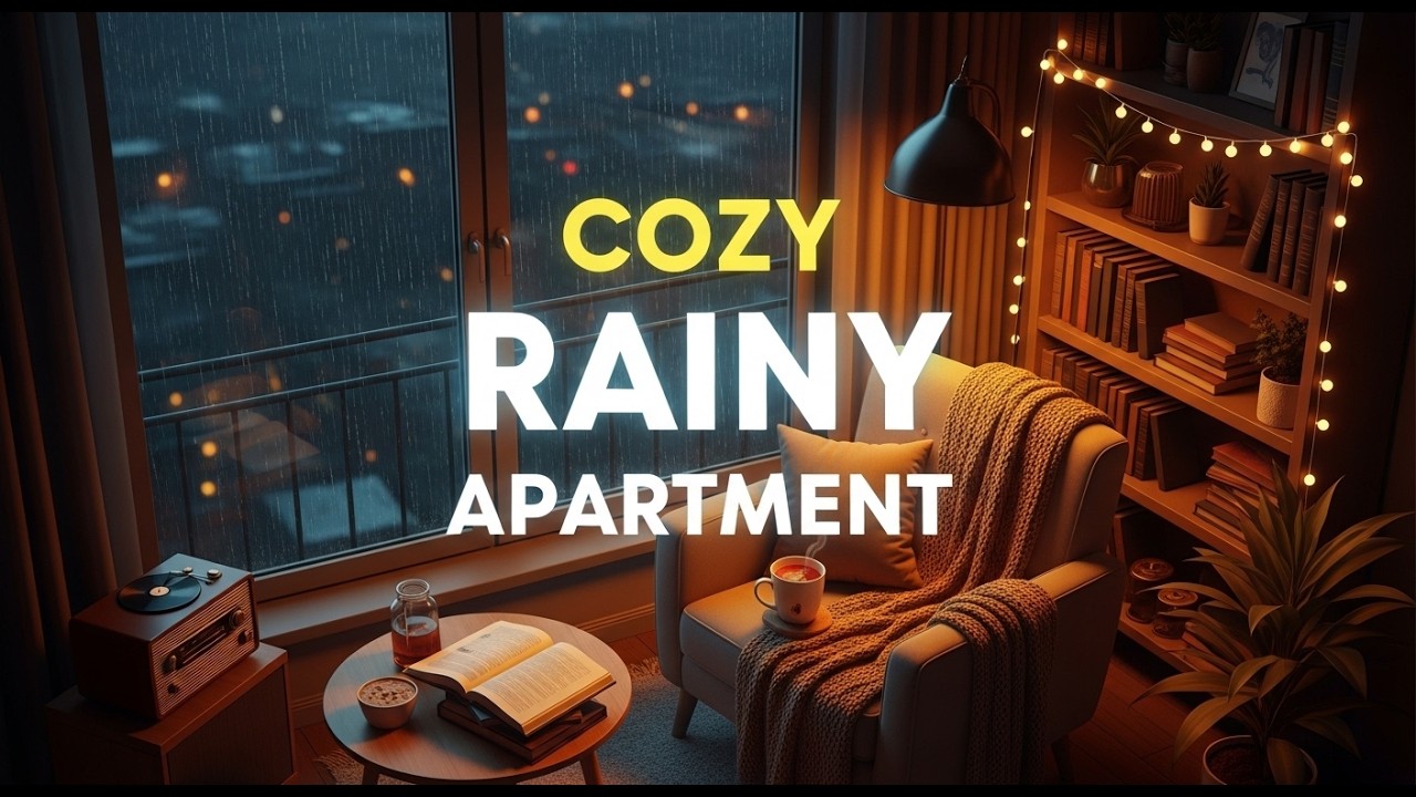 Cozy Apartment Rainy Night 🌧️🐱 Lofi Kitchen & Bookshelf Ambience 2026 | Study & Relax