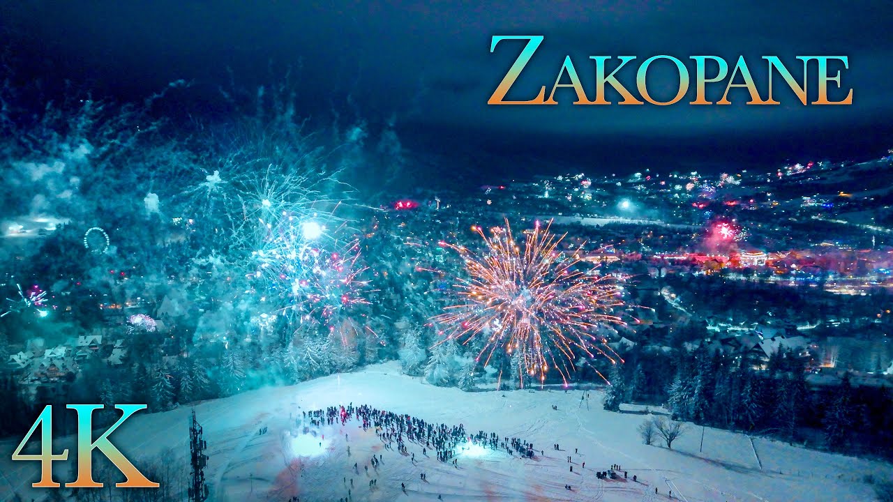 Drone Flight over the New Year's Eve Fireworks in Zakopane 🎆 New Year's Eve 2025/2026 🎇