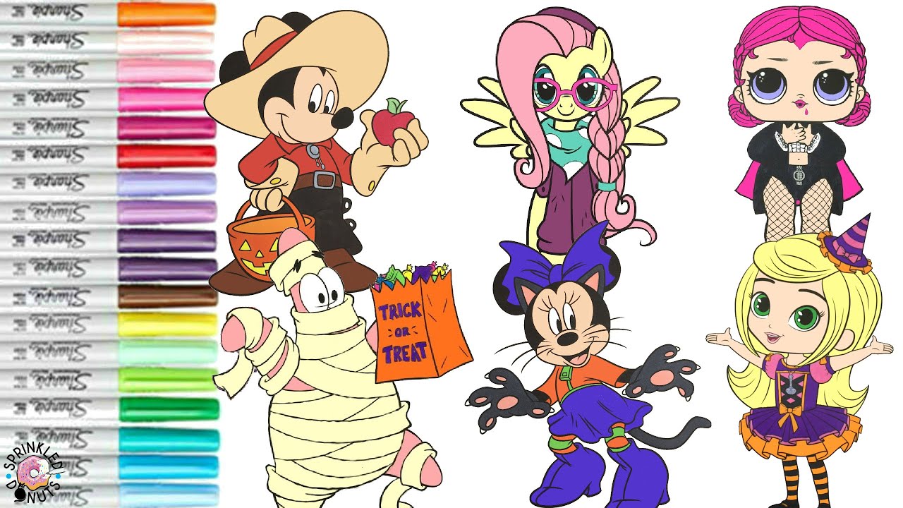 Halloween Coloring Book Compilation for Kids Disney Minnie LOL Surprise My Little Pony Patrick Star