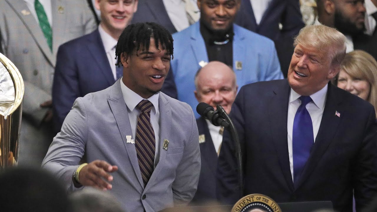 LSU visits White House, President Trump after winning title: full video