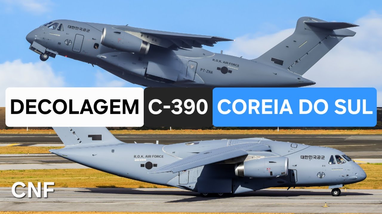 Decolagem do C-390 MILLENNIUM da Coreia do Sul no Aeroporto Internacional de Confins 