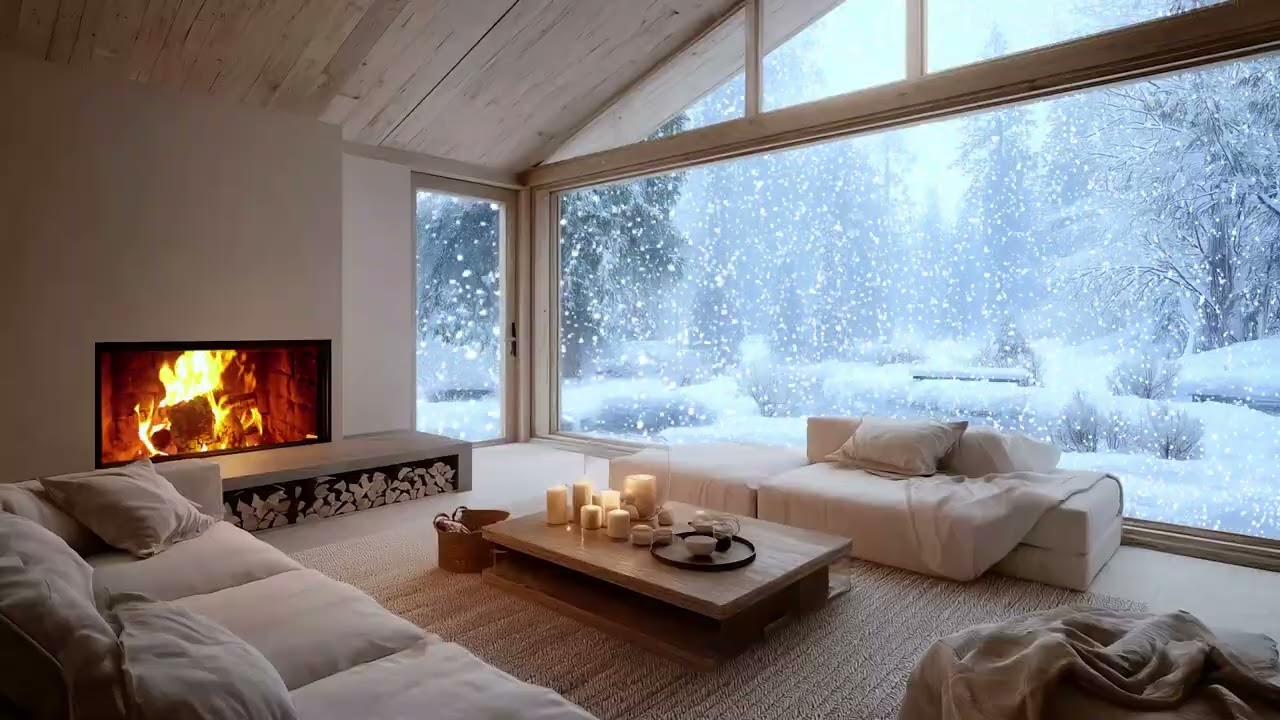 Calm Piano Music with Fireplace Ambience 🔥 Cozy Winter Night for Deep Sleep and Focus