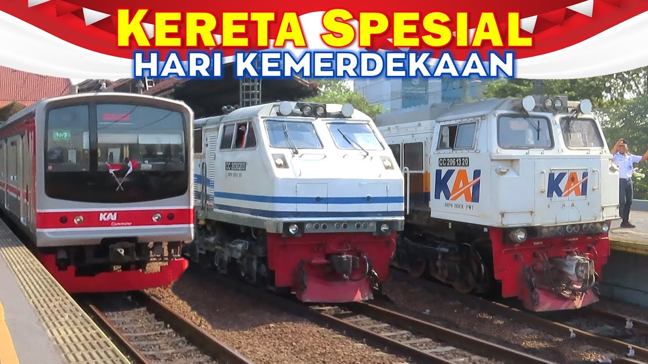 RAMAINYA KERETA API JAKARTA SPESIAL HUT RI!! Ada Lokomotif Livery WnB, KRL China, dan JR 205 Marchen