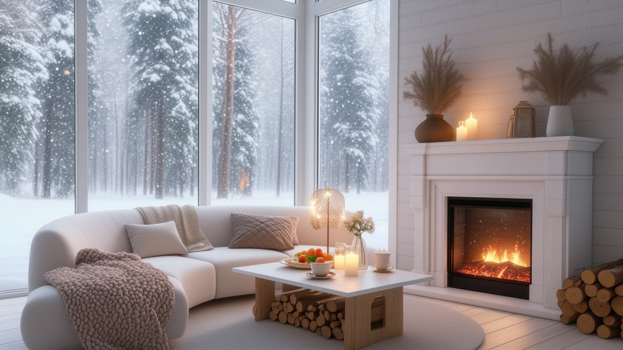 Cozy Winter Fireplace Jazz ☕🔥 Relaxing Café Ambience for Study & Focus | 12 Hours Jazz Mix