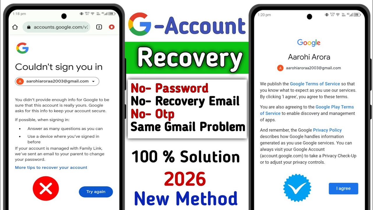 How To Recover Gmail Account without Phone Number and Recovery Email 2026 ||Gmail Account Recovery |