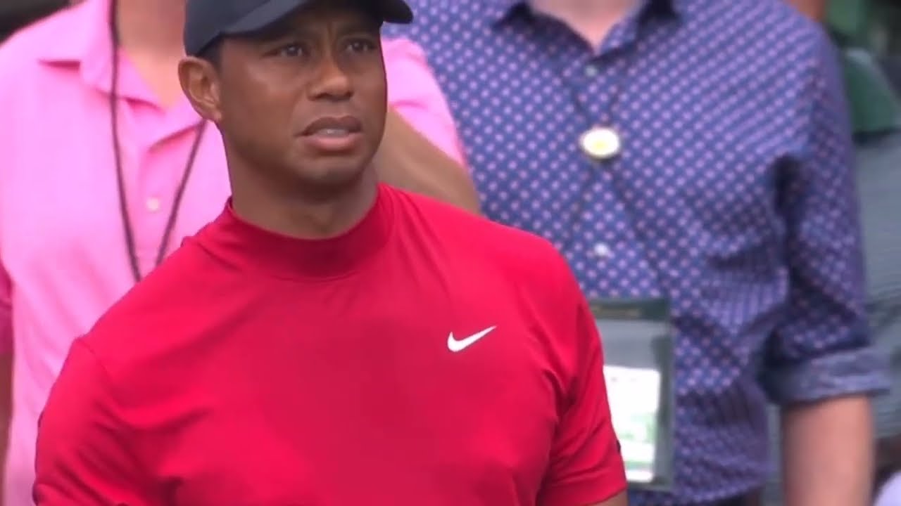 Tiger Woods tee shot on 16 at the 2019 masters