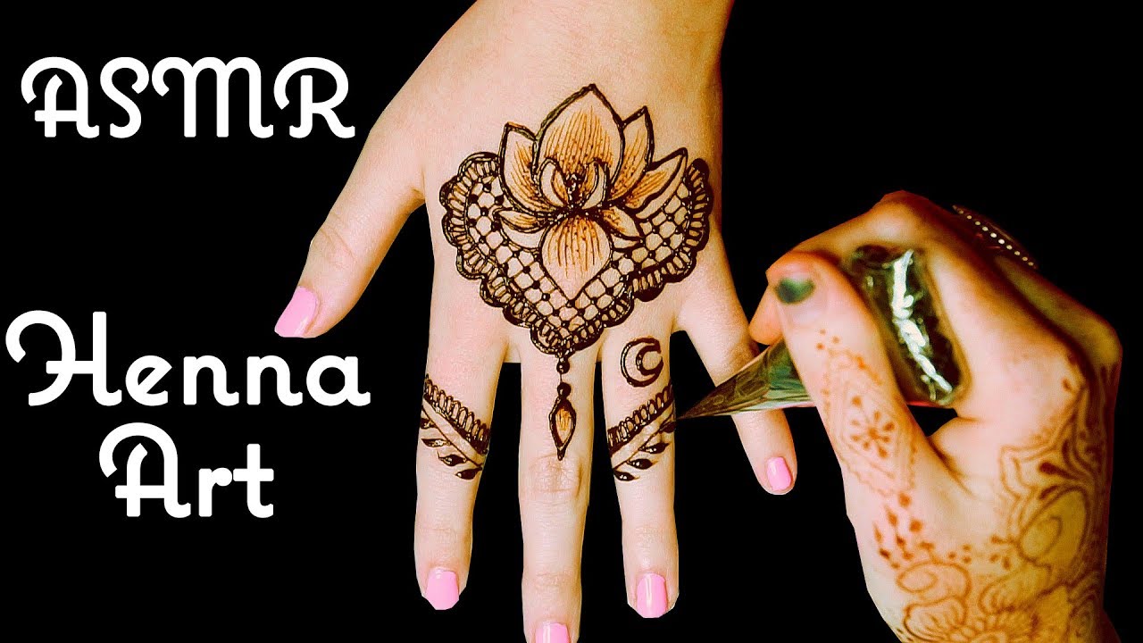 No Talking ASMR Intricate Henna Hand Tatoo Design! Light Crinkling