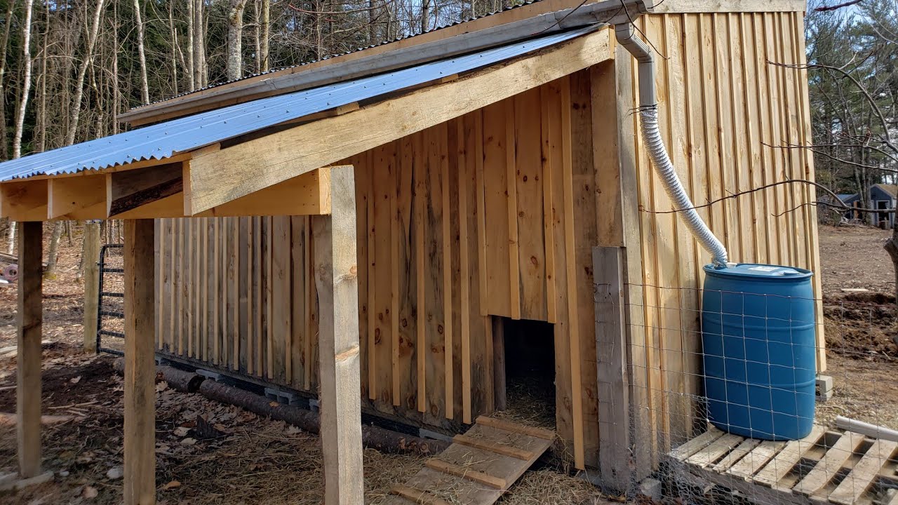 We installed rain gutters / rainwater collection system on the goat barn.