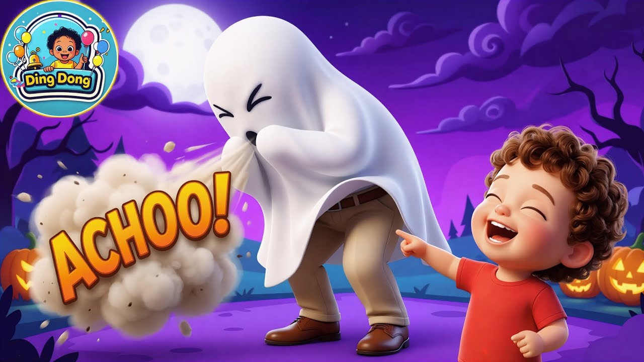 The Silly Ghost Song 👻🤧 Boo! ... Achoo! | Funny Halloween for Kids | Ding Dong Kids 