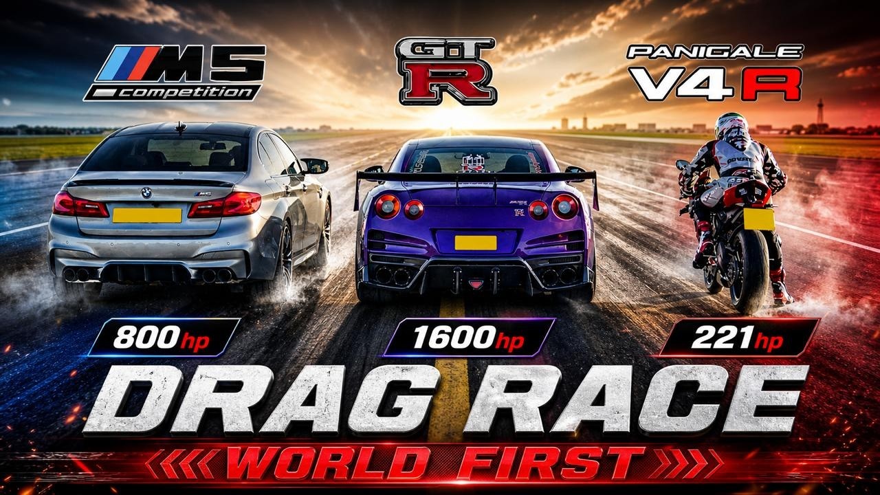 1600HP GT-R FAILS?! BMW M5 800HP vs Ducati V4R – Quarter Mile Showdown!