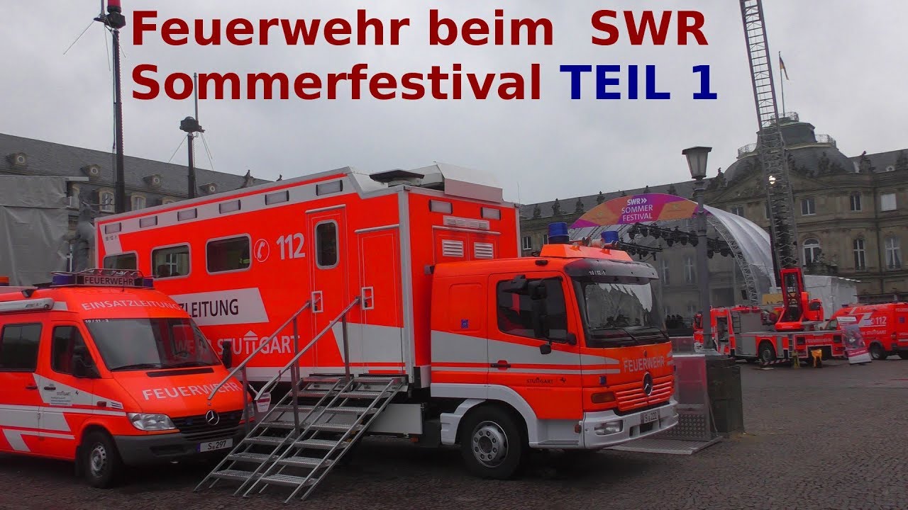 FEUERWEHR SWR Sommerfestival 2018 Stuttgart alle Fahrzeuge - Bosch - all Fire trucks TEIL1 - PART 1