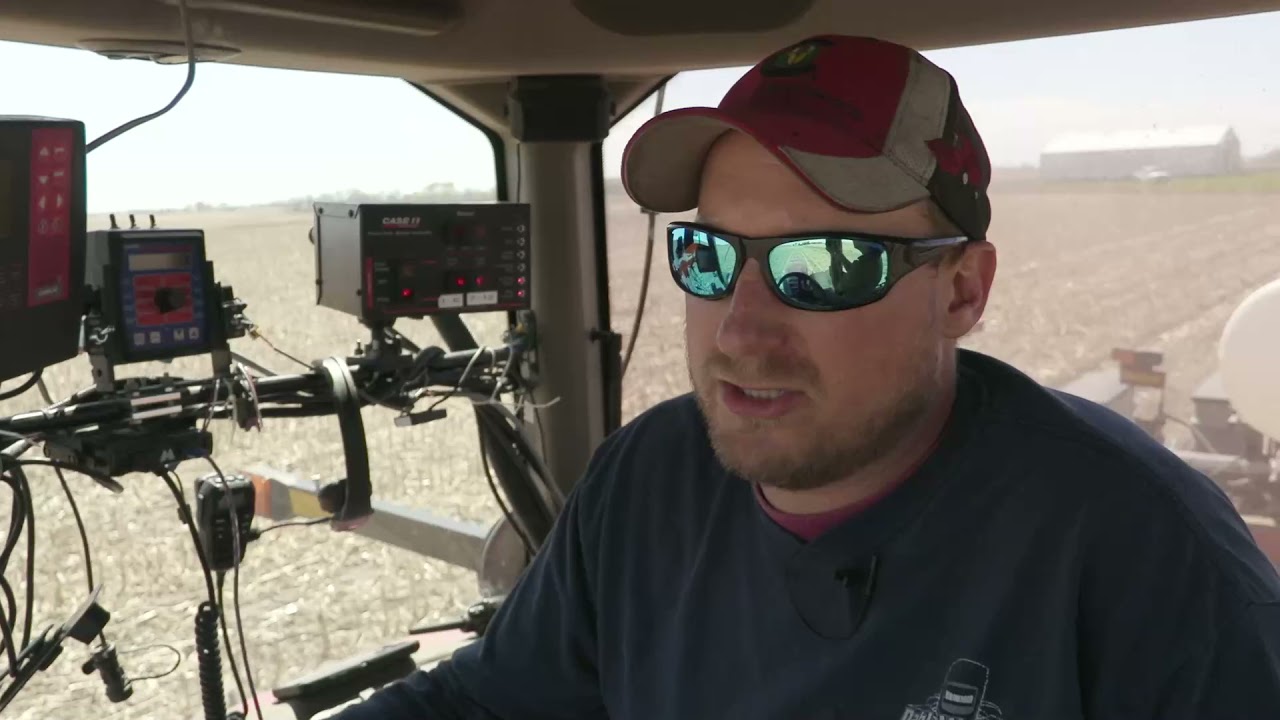No-Till Planting Soybeans Into Calmer Corn Residue (Cab Perspective)
