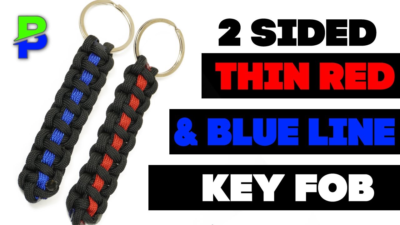 Make a Double Sided, Thin Blue and Thin Red Line Keyfob  - BoredParacord.com
