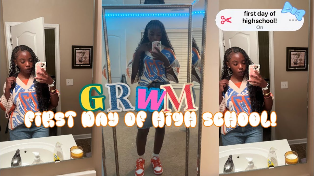 GRWM FOR FIRST DAY OF SCHOOL!! *freshman year*| mcdonald’s , pictures , chit-chat , outfit , grwm.