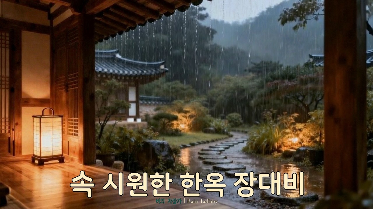 한옥 마당에 쏟아지는 시원한 장대비 | 수면유도, 집중력을 높이는 백색소음 | Deep Sleep Heavy Rain Sounds in Korean Garden 3 Hours